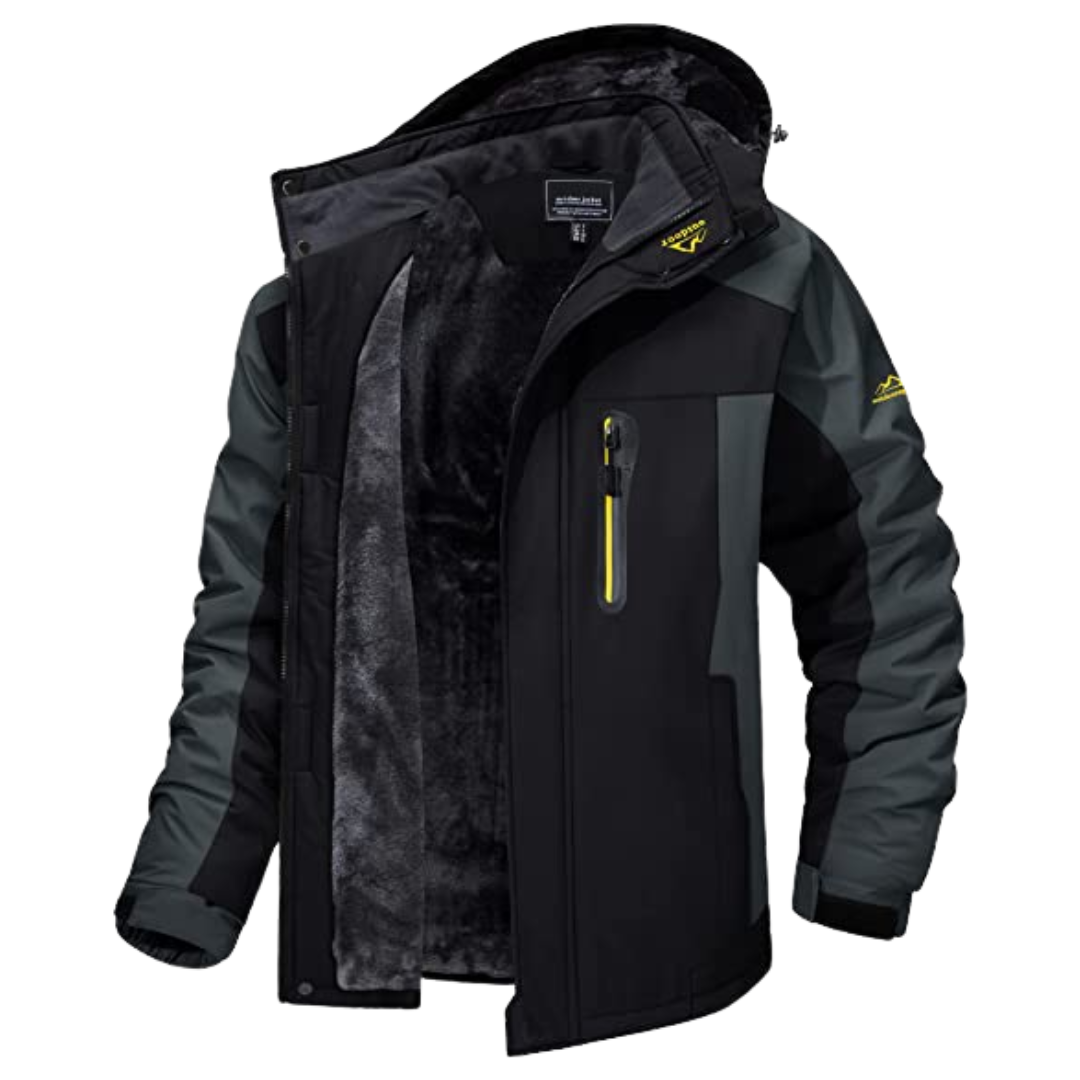 Warme Herren Jacke für Herbst Outdoor in Schwarz