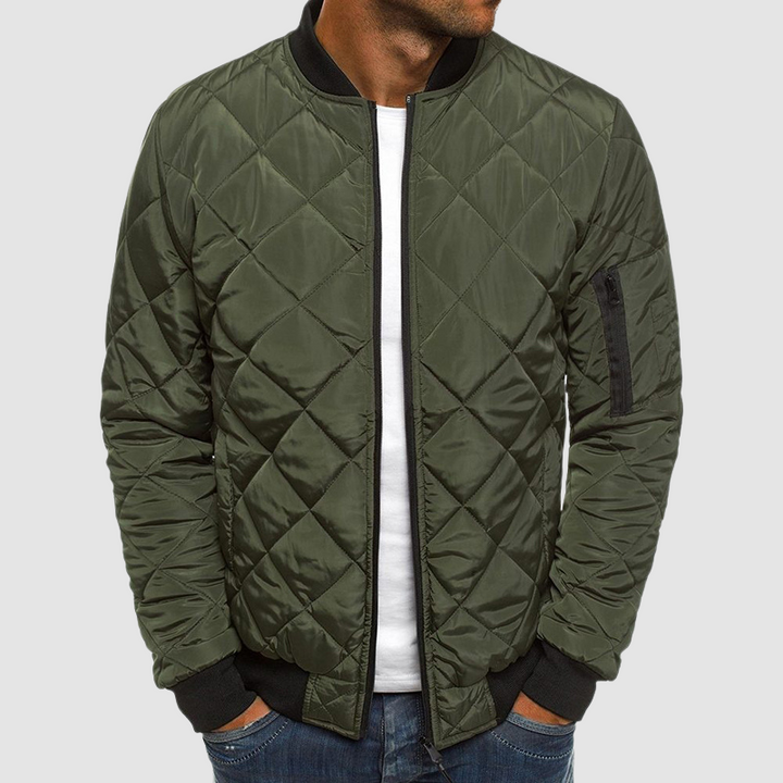 Warme Herren Steppjacke im modernen Stil in Grün