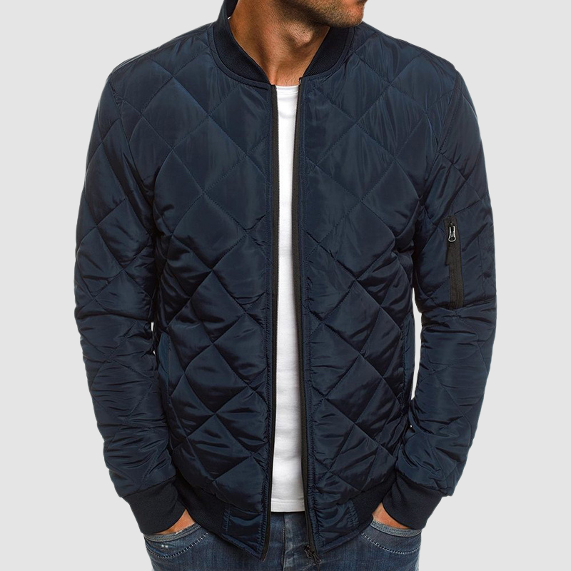 Warme Herren Steppjacke im modernen Stil in Marineblau