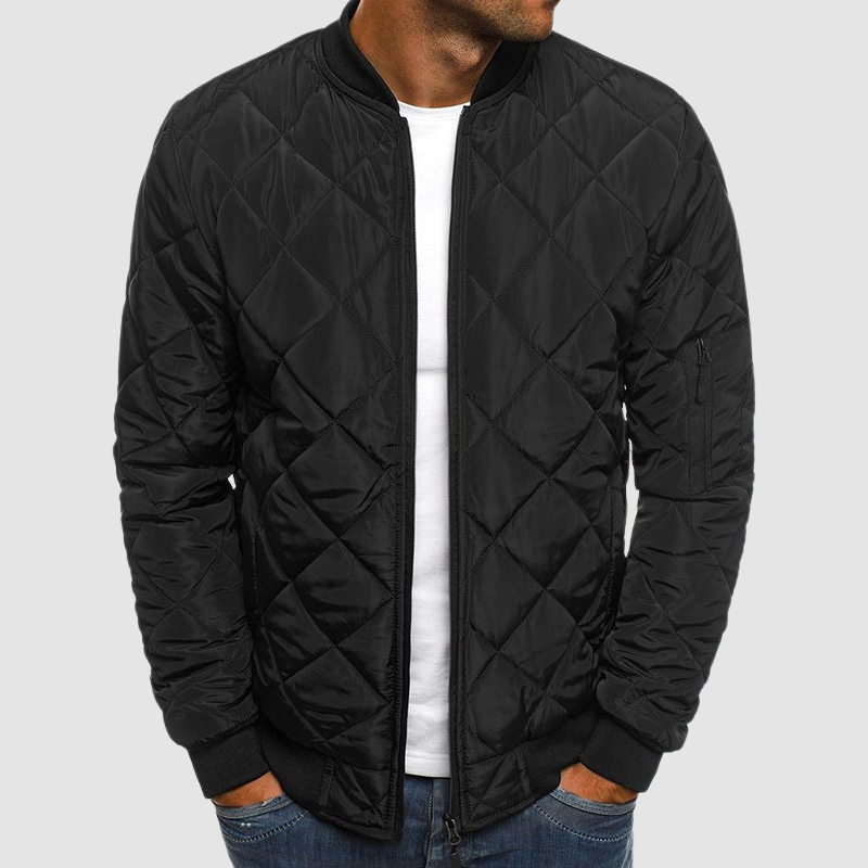 Warme Herren Steppjacke im modernen Stil in Schwarz