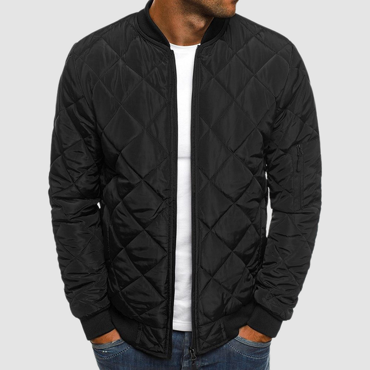 Warme Herren Steppjacke im modernen Stil in Schwarz