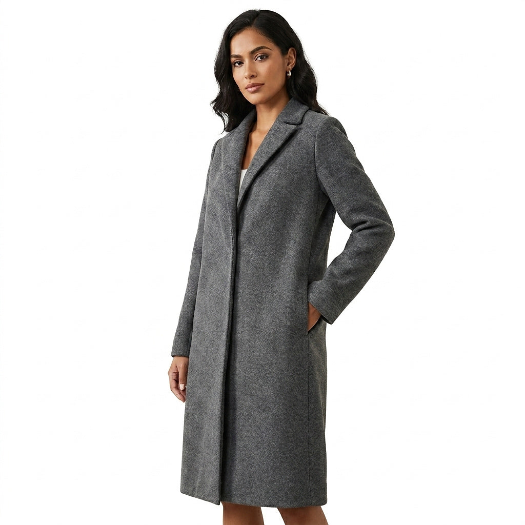 Warmer Herbstmantel für Damen im klassischen Stil in Grau