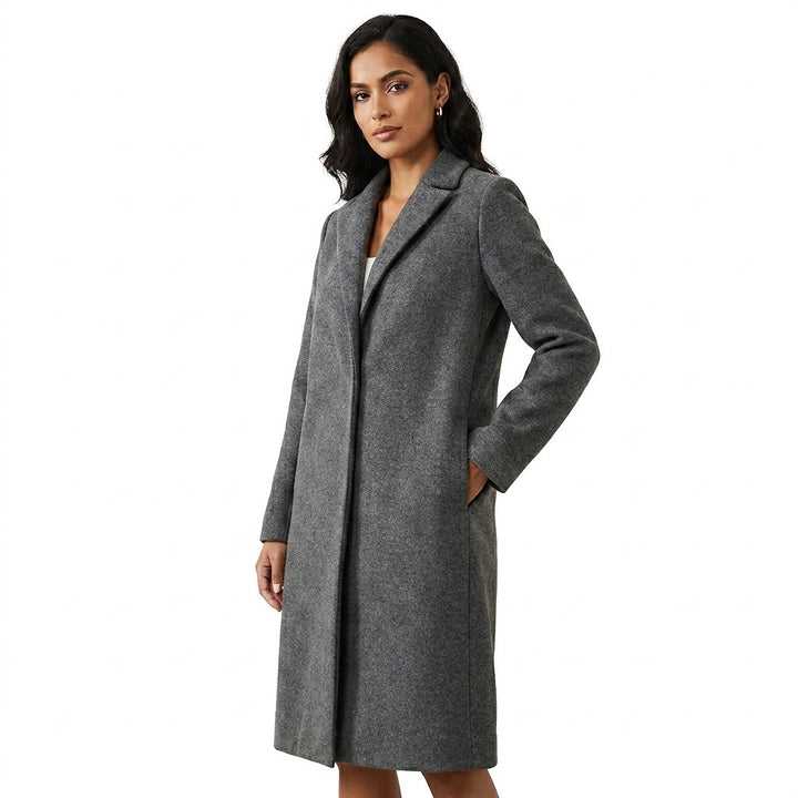 Warmer Herbstmantel für Damen im klassischen Stil in Grau