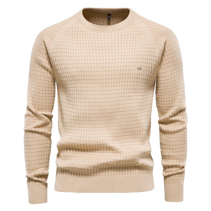 Warmer strukturierter Herren Pullover im Herbst in Beige