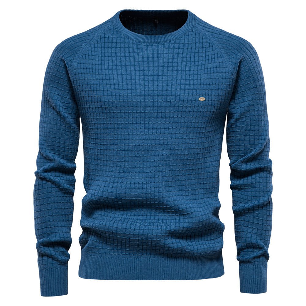Warmer strukturierter Herren Pullover im Herbst in Blau