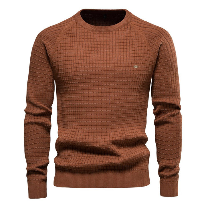 Warmer strukturierter Herren Pullover im Herbst in Braun