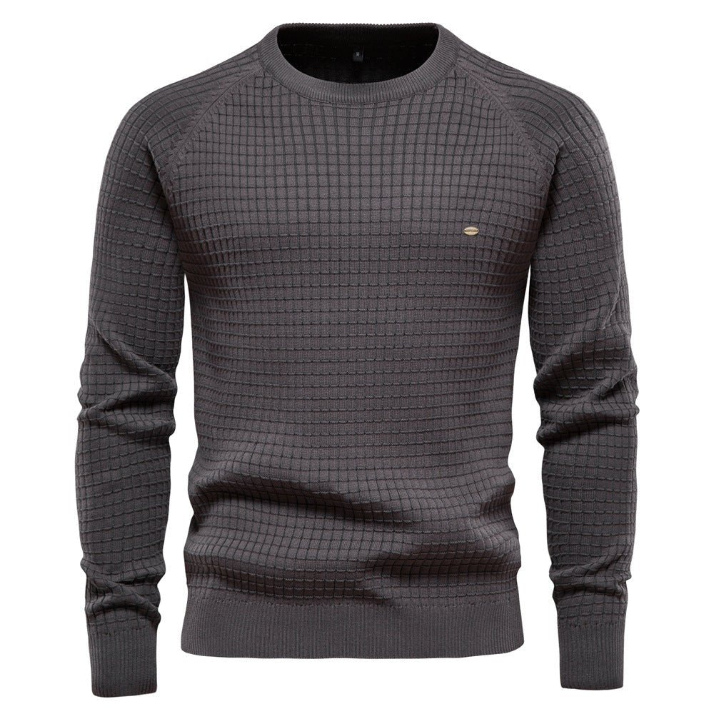 Warmer strukturierter Herren Pullover im Herbst in Dunkelgrau