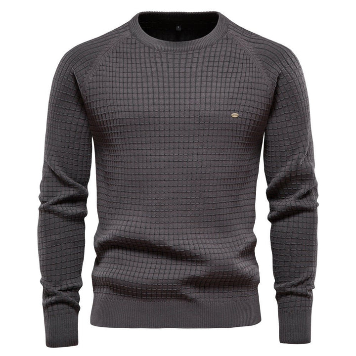 Warmer strukturierter Herren Pullover im Herbst in Dunkelgrau