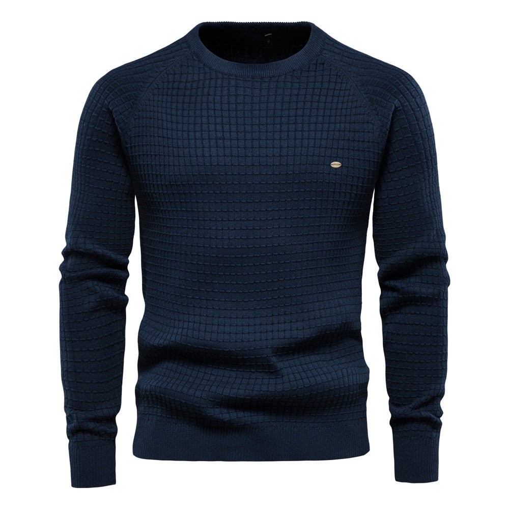 Warmer strukturierter Herren Pullover im Herbst in Marineblau