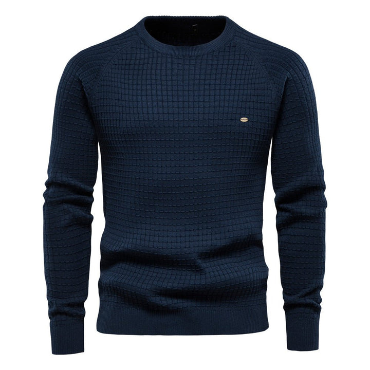 Warmer strukturierter Herren Pullover im Herbst in Marineblau