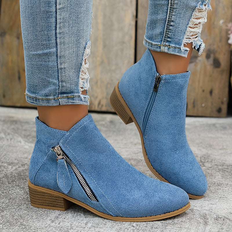 Wasserdichte Damen Stiefeletten mit Seiteneinsatz in Blau