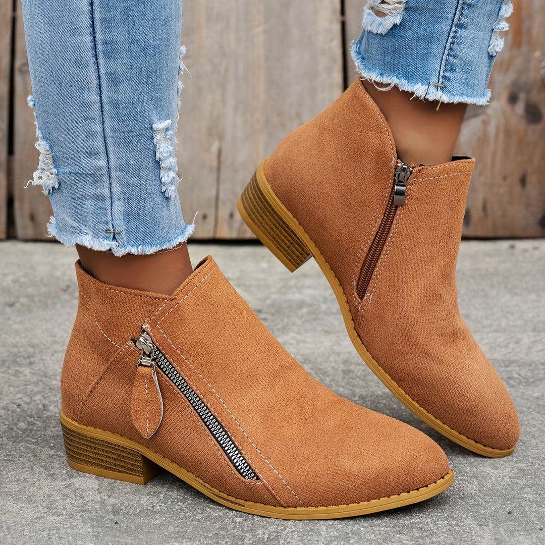Wasserdichte Damen Stiefeletten mit Seiteneinsatz in Light Brown