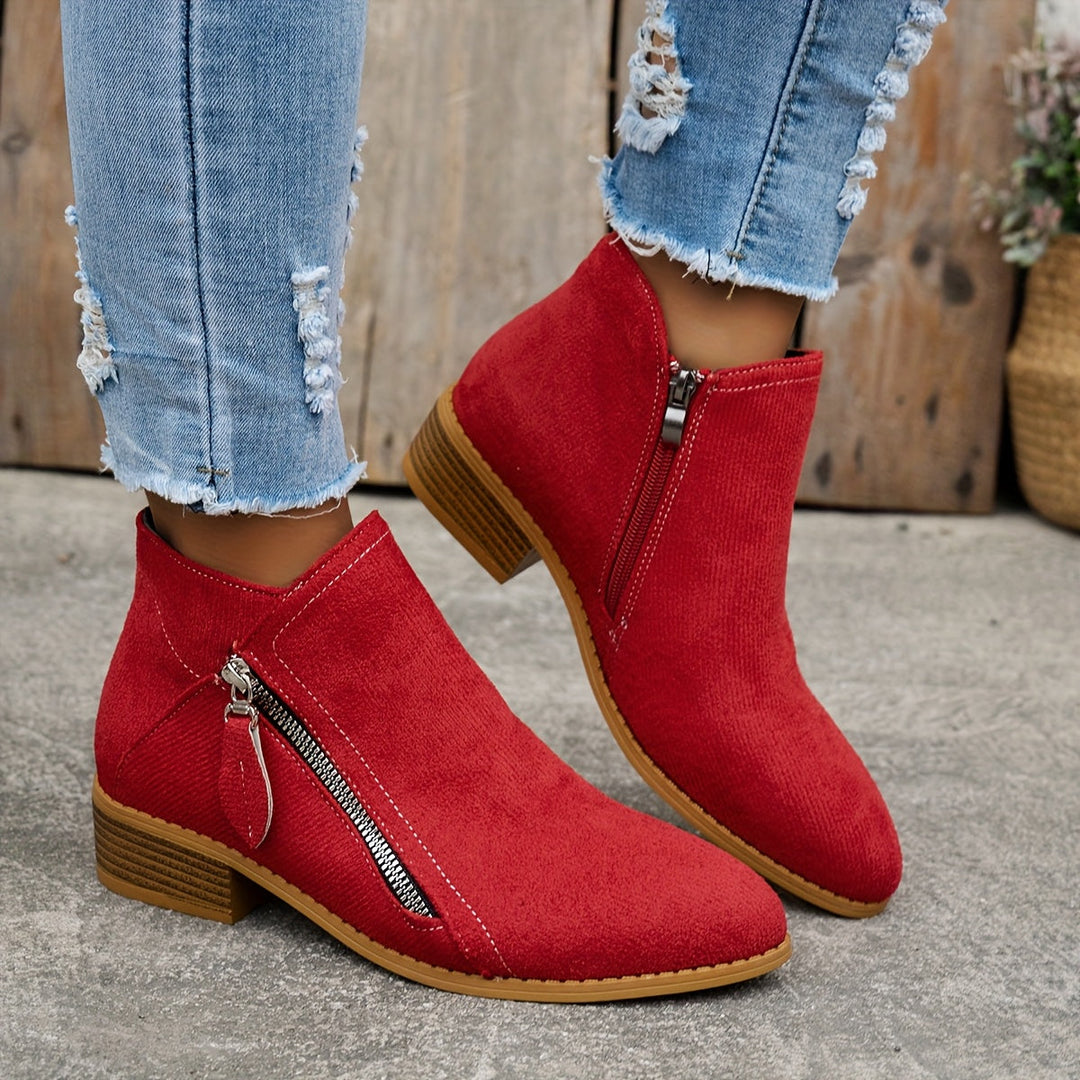 Wasserdichte Damen Stiefeletten mit Seiteneinsatz in Rot