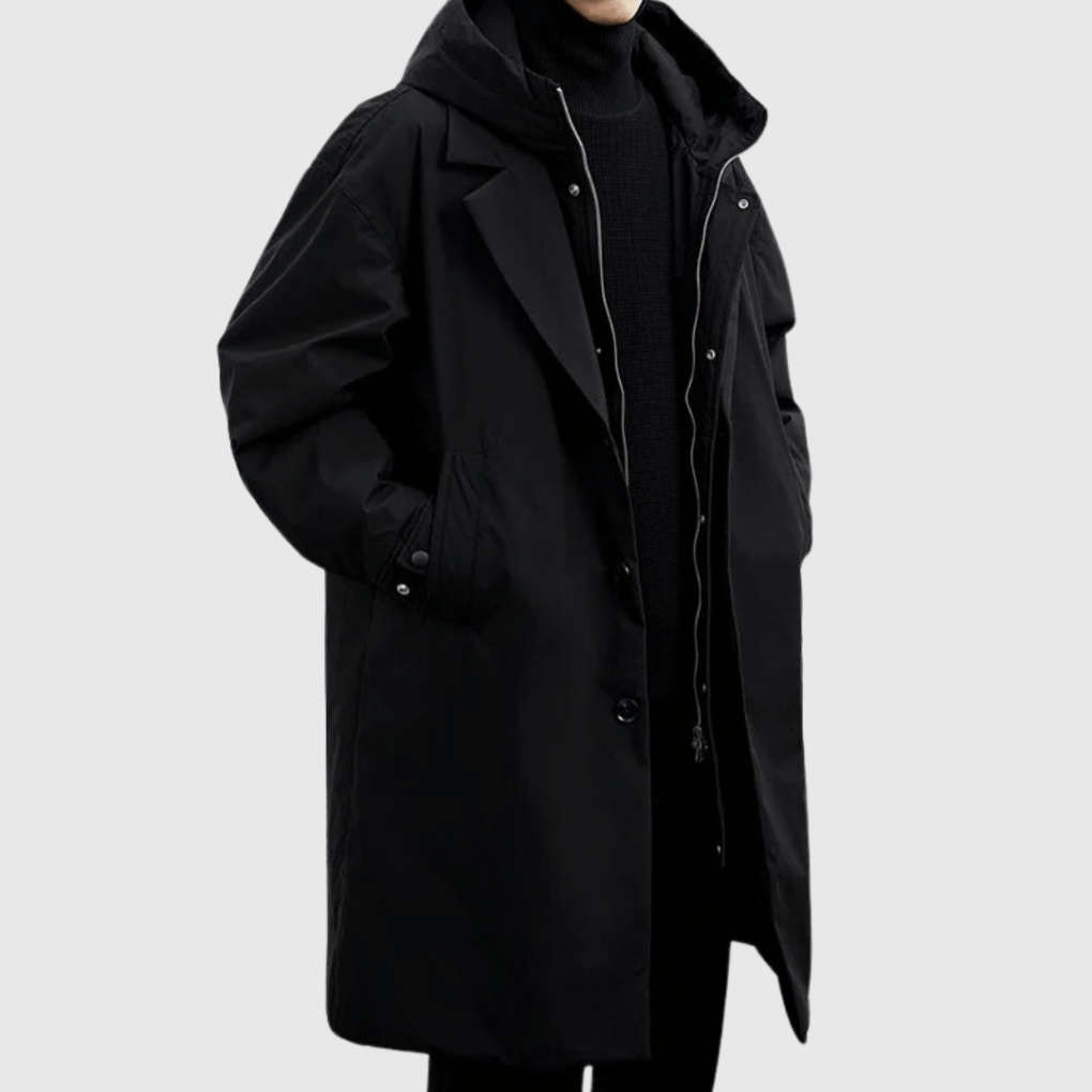 Wasserdichte Herren Daunenjacke Für Herbstwetter in Schwarz