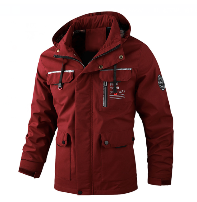 Wasserdichte Herren Winterjacke für den Herbst in Bordeaux