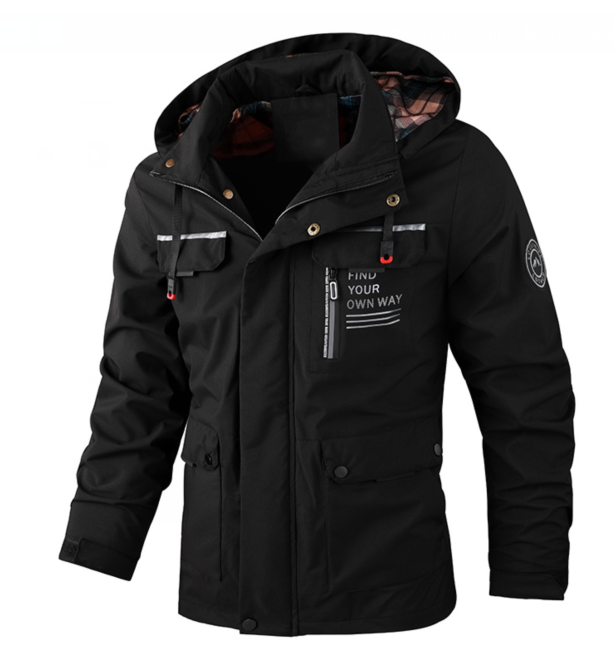 Wasserdichte Herren Winterjacke für den Herbst in Schwarz