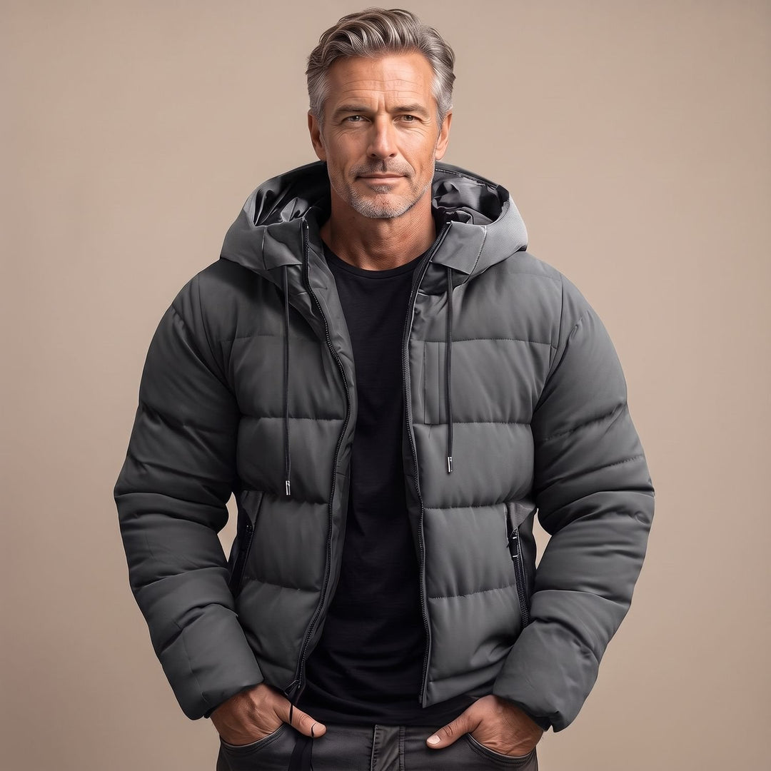 Wasserdichte Winterjacke Herren mit Steppung für Herbst in Grau