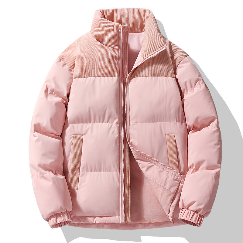 Wattierte Damen Winterjacke mit Cord-Elementen in Rosa