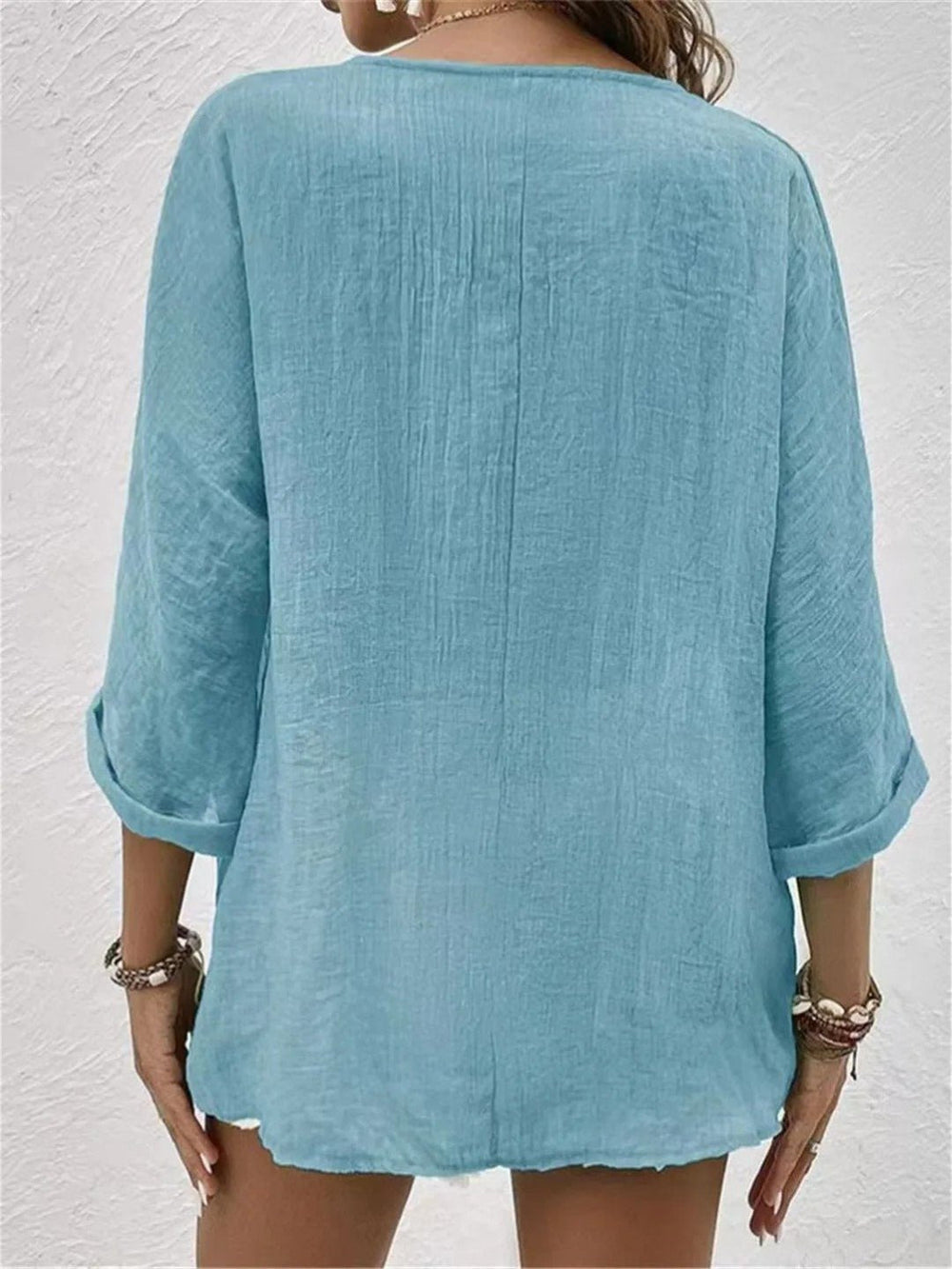 Weiche Knitter-Bluse mit V-Ausschnitt (2)