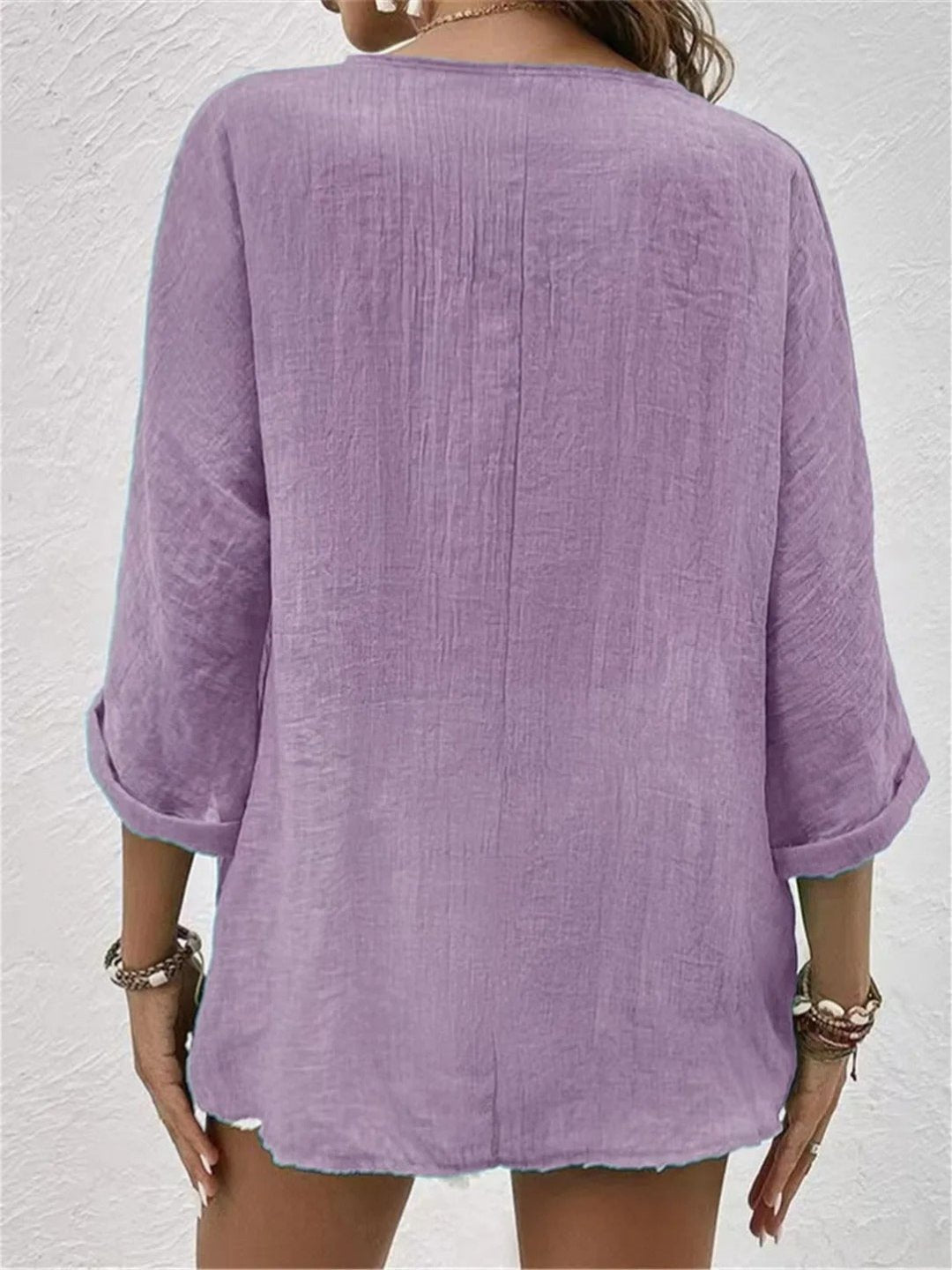 Weiche Knitter-Bluse mit V-Ausschnitt (8)