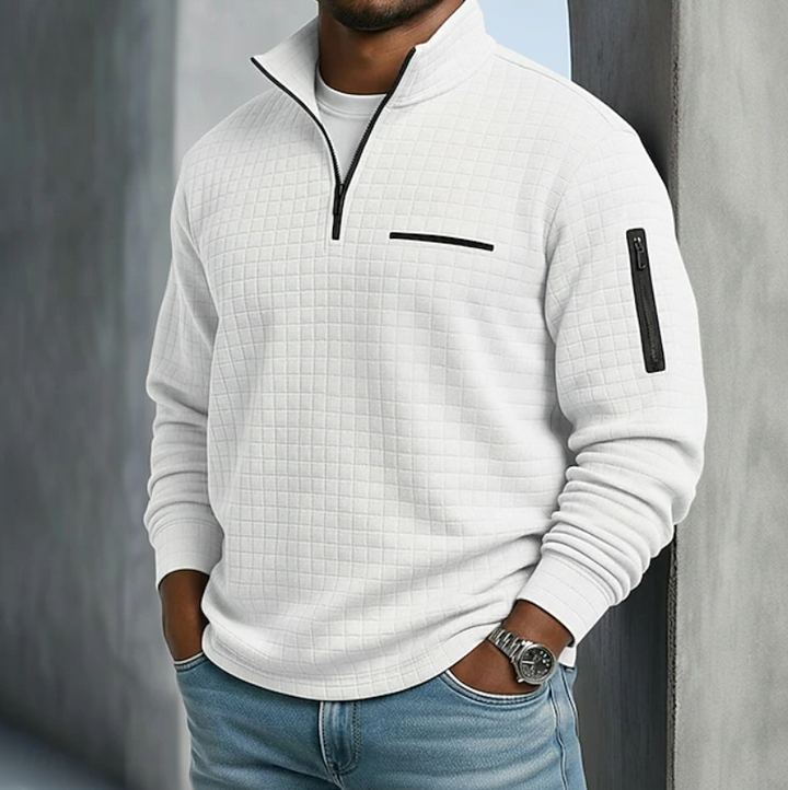 Weiße Bluse im Waffle-Stil für Herren in Weiß