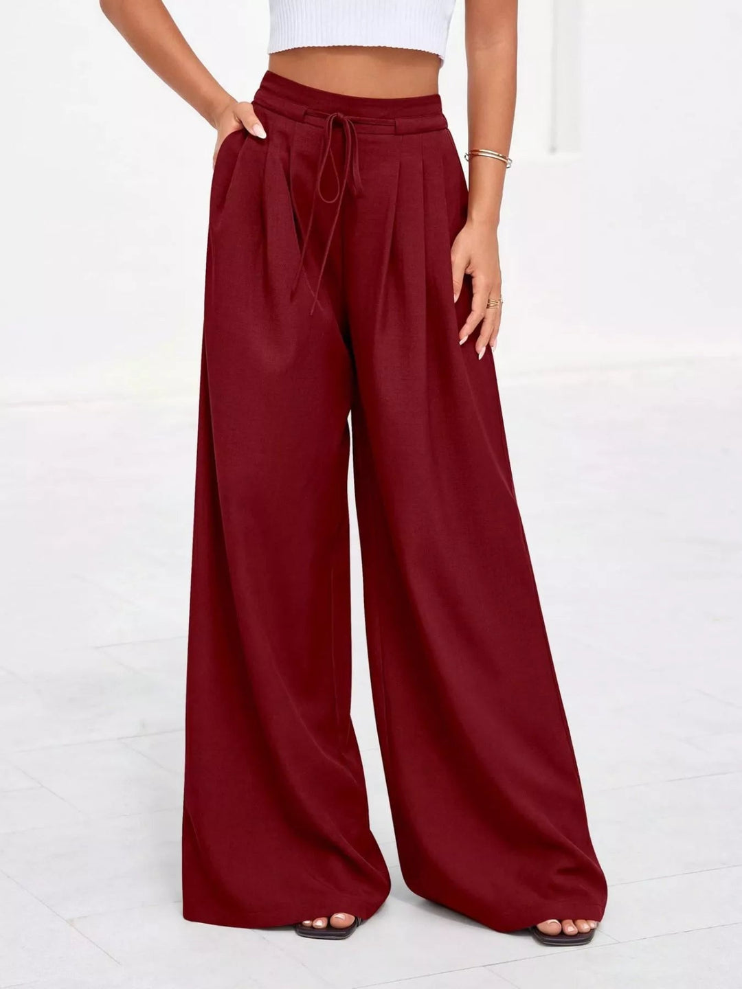 Weiße Damen Thermohose mit hoher Taille (10)
