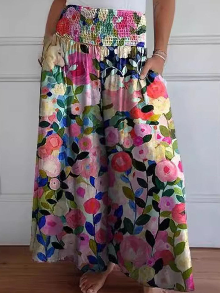 Weite Blumenhose für den Sommer in Mehrfarbig