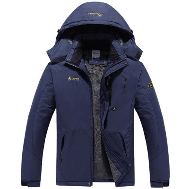 Winddichte Herren Winterjacke mit abnehmbarer Kapuze in Dunkelblau