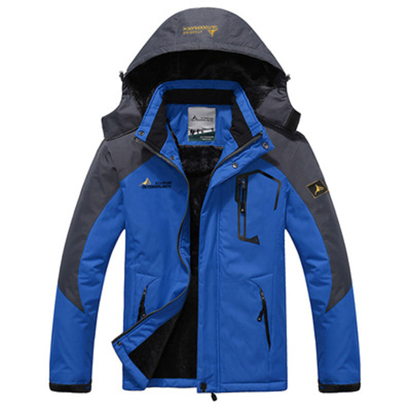 Winddichte Herren Winterjacke mit abnehmbarer Kapuze in Hellblau