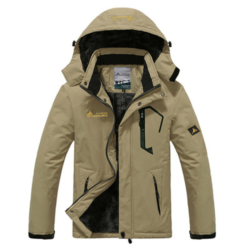 Winddichte Herren Winterjacke mit abnehmbarer Kapuze in Hellbraun