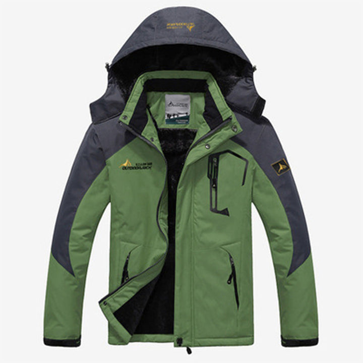 Winddichte Herren Winterjacke mit abnehmbarer Kapuze in Hellgrün