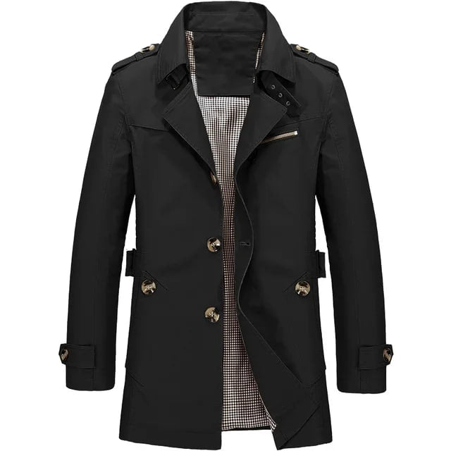 Winddichter Herren Parka im Vintage-Stil für Herbst in Schwarz