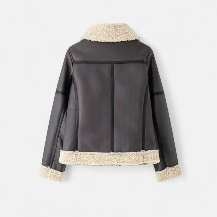 Winterjacke Damen aus Leder mit Gürtel (7)