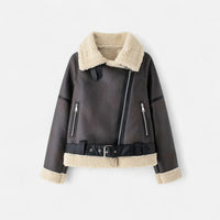 Leni | Winterjacke Damen aus Leder mit Gürtel