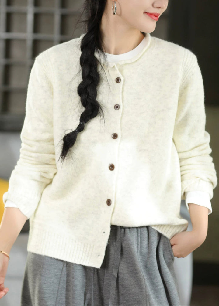 Winterjacke Damen aus leichtem Strickstoff im Cardigan-Stil in Aprikose