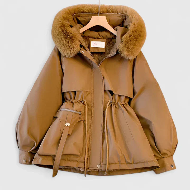Winterjacke Damen elegant für den Herbst in Braun