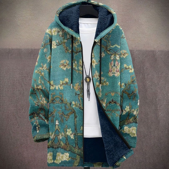 Winterjacke Damen Fleece-Gefüttert mit Kunstdruck in Mehrfarbig