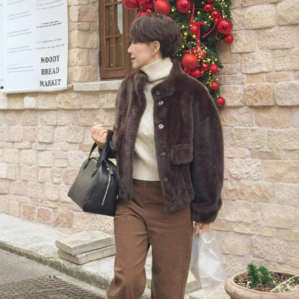 Winterjacke Damen im Teddy-Kunstfell Oversized (2)