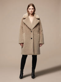 Laura | Winterjacke Damen im Teddy-Stil Midi