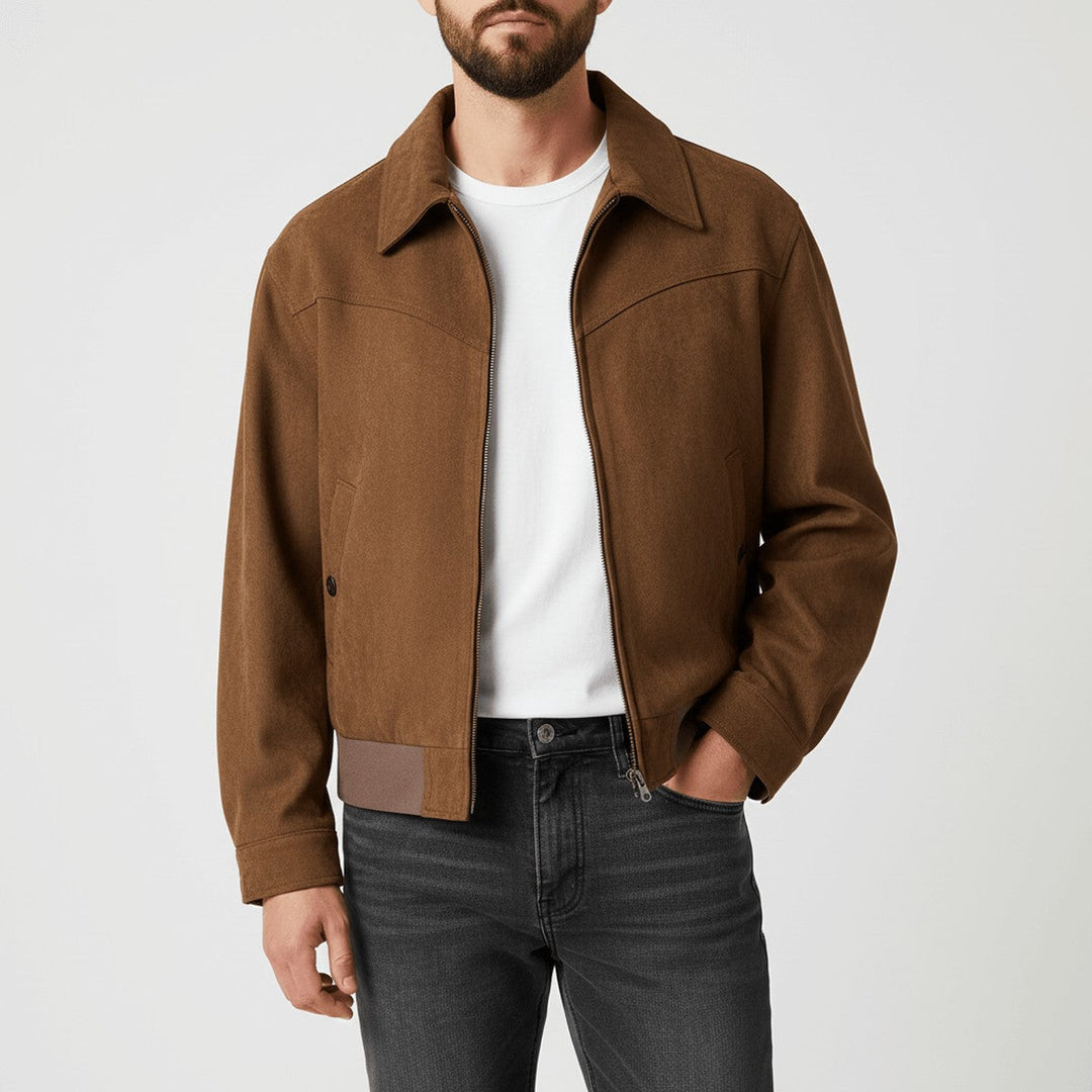 Winterjacke Herren Blouson mit zeitlosem Hemdblusenkragen in Kaffeebraun
