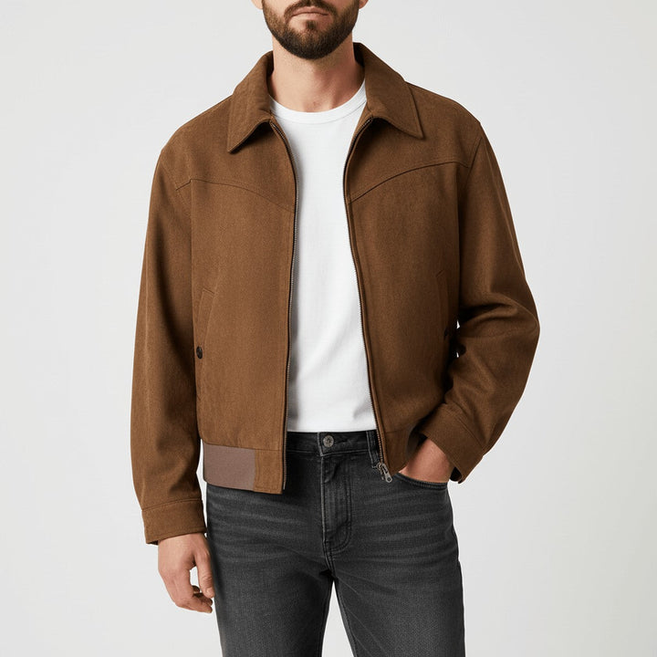 Winterjacke Herren Blouson mit zeitlosem Hemdblusenkragen in Kaffeebraun