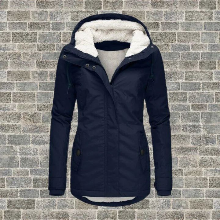 Wintermantel Damen mit Kapuze für Herbst in Marineblau