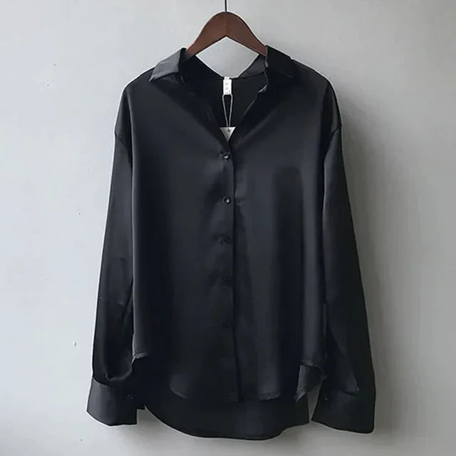 Women’s Modern Button Down Stain in Schwarz