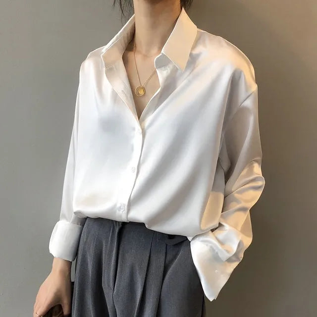 Women’s Modern Button Down Stain in Weiß