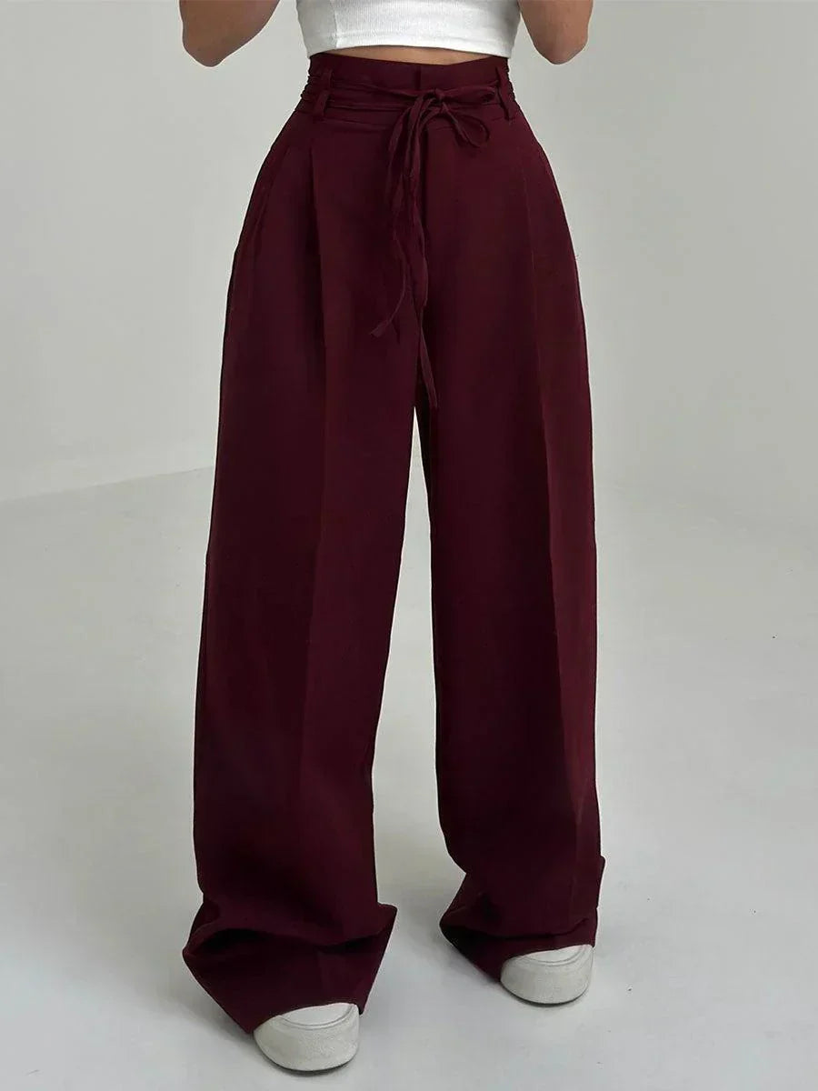 Zeitlose elegante Weite Hosen in Weinrot