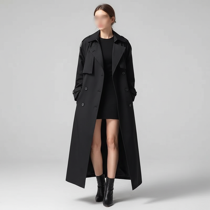 Zeitlose Lange Jacke im Klassik-Stil in Schwarz