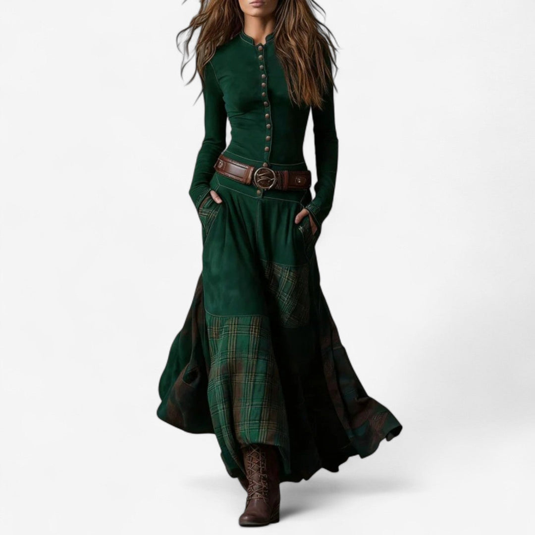 Zeitloses Hochzeitsgastkleid für Herbst in Grün