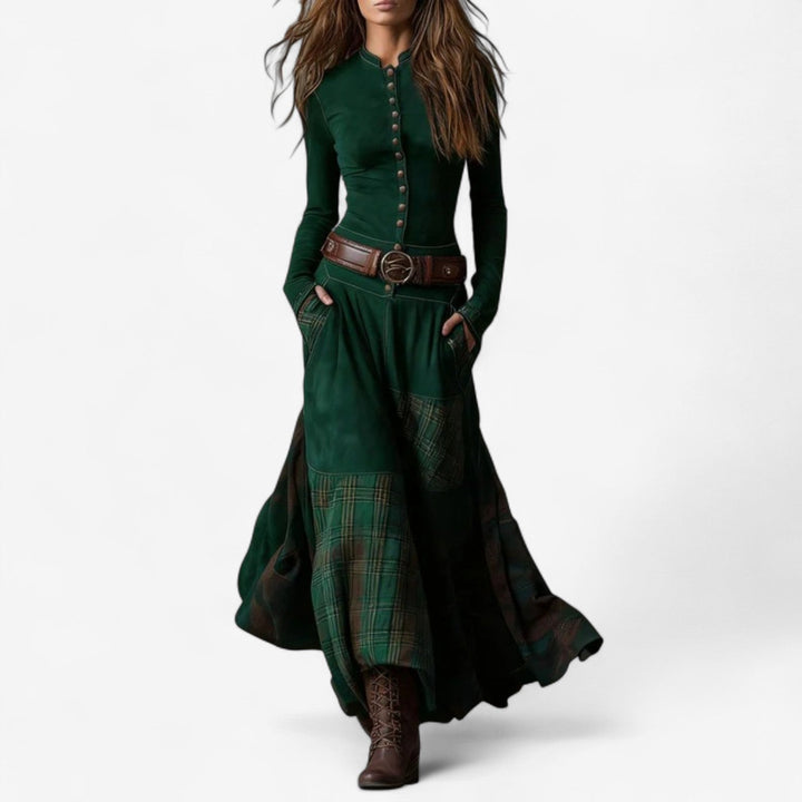 Zeitloses Hochzeitsgastkleid für Herbst in Grün